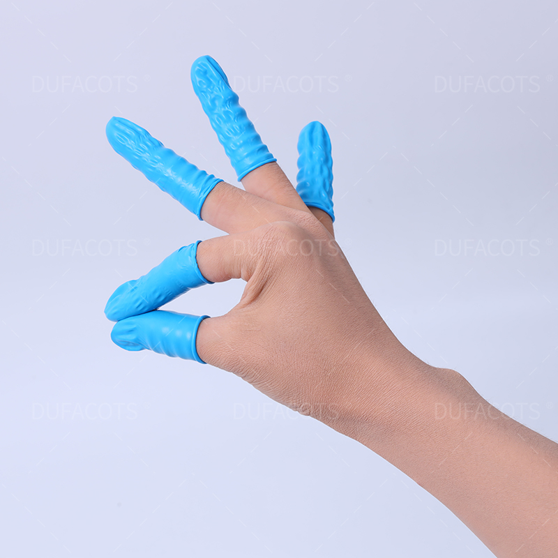 藍色卷口丁腈手指套